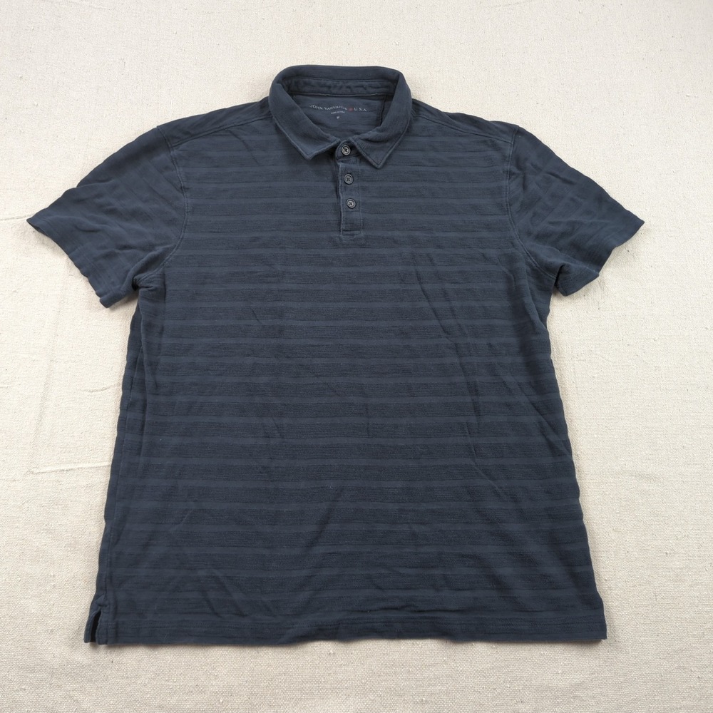John Varvados Shirt Mens Medium Navy Blue Casual Preppy‎ Golf Office Outdoor